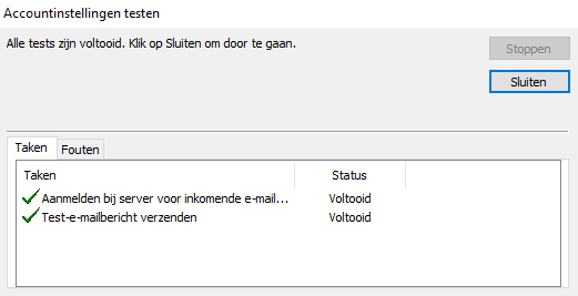 Accountinstellingen testen