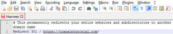 example of a 301 redirect