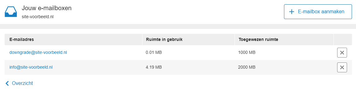 Klik op E-mailbox aanmaken