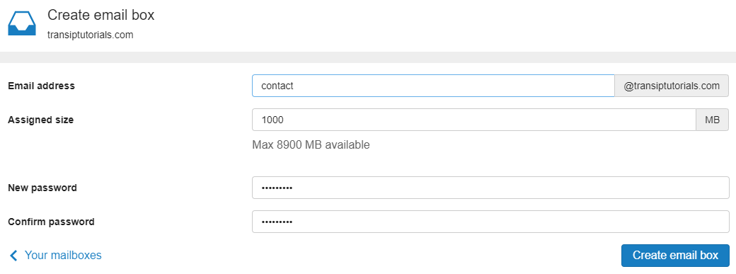 create your email box