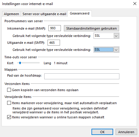 Geavanceerde serverinstellingen